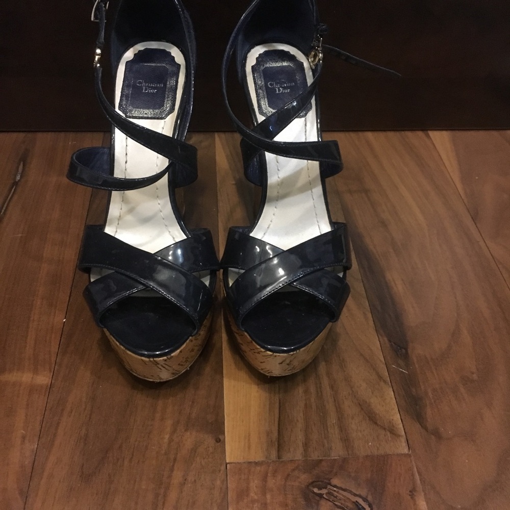 Christian Dior wedges navy blue